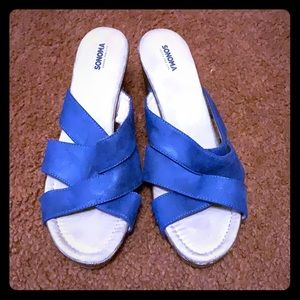 Sonoma Blue & Brown Strap Sandals 8